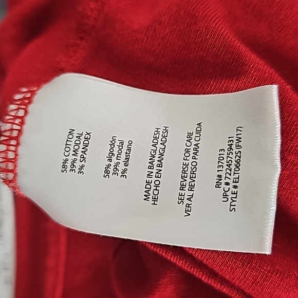 Eddie Bauer Size L Red Long Sleeve Pullover Knit Top Vee Neck - Picture 5 of 5